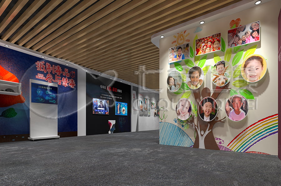 禁毒展廳效果圖，多媒體禁毒防艾基地施工，禁毒防艾宣傳基地設(shè)計(jì)布局